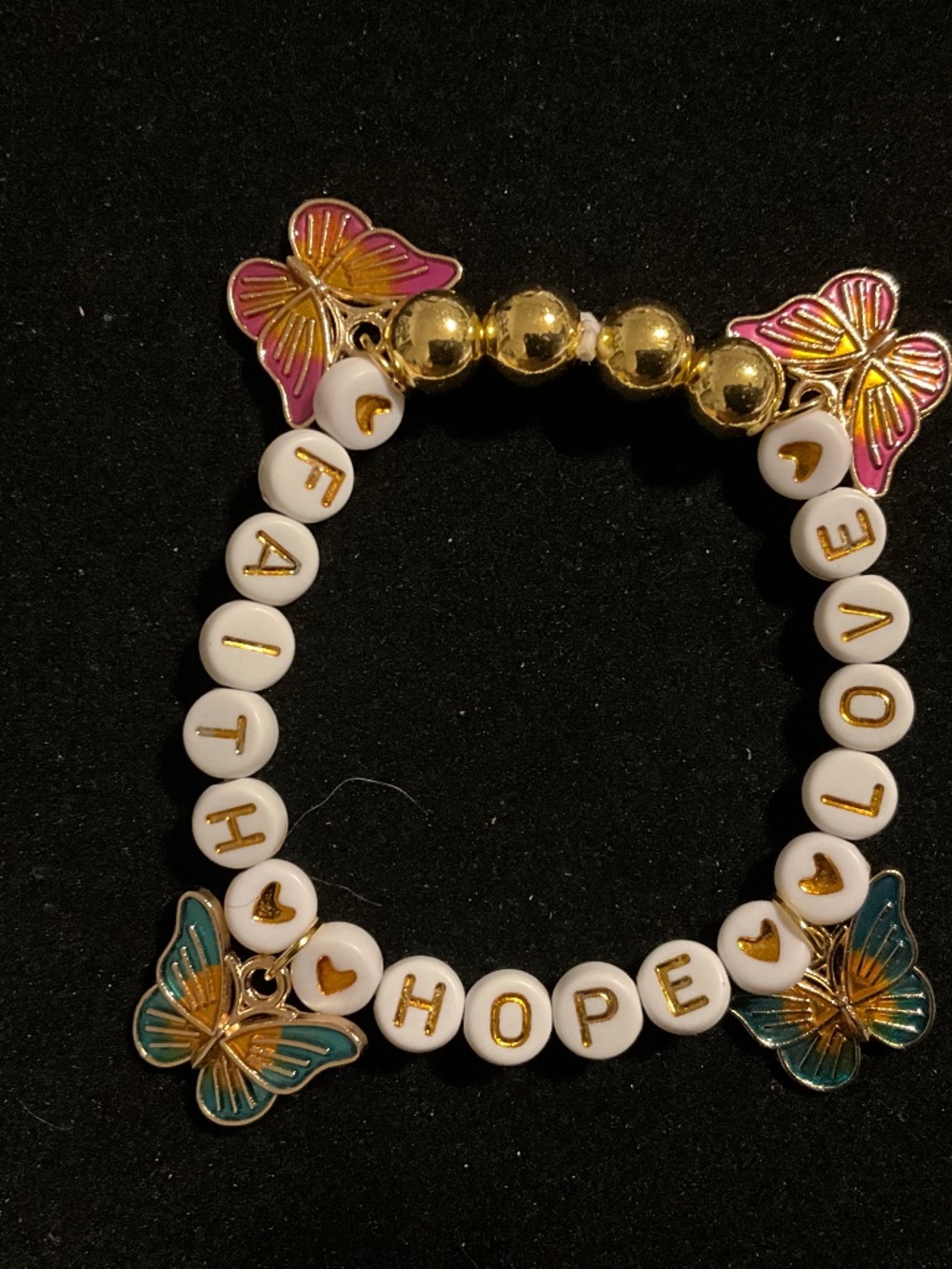 Parky’s Place Handmade “Faith • Hope • Love” Butterfly Stretch Bracelet 🦋💖✨